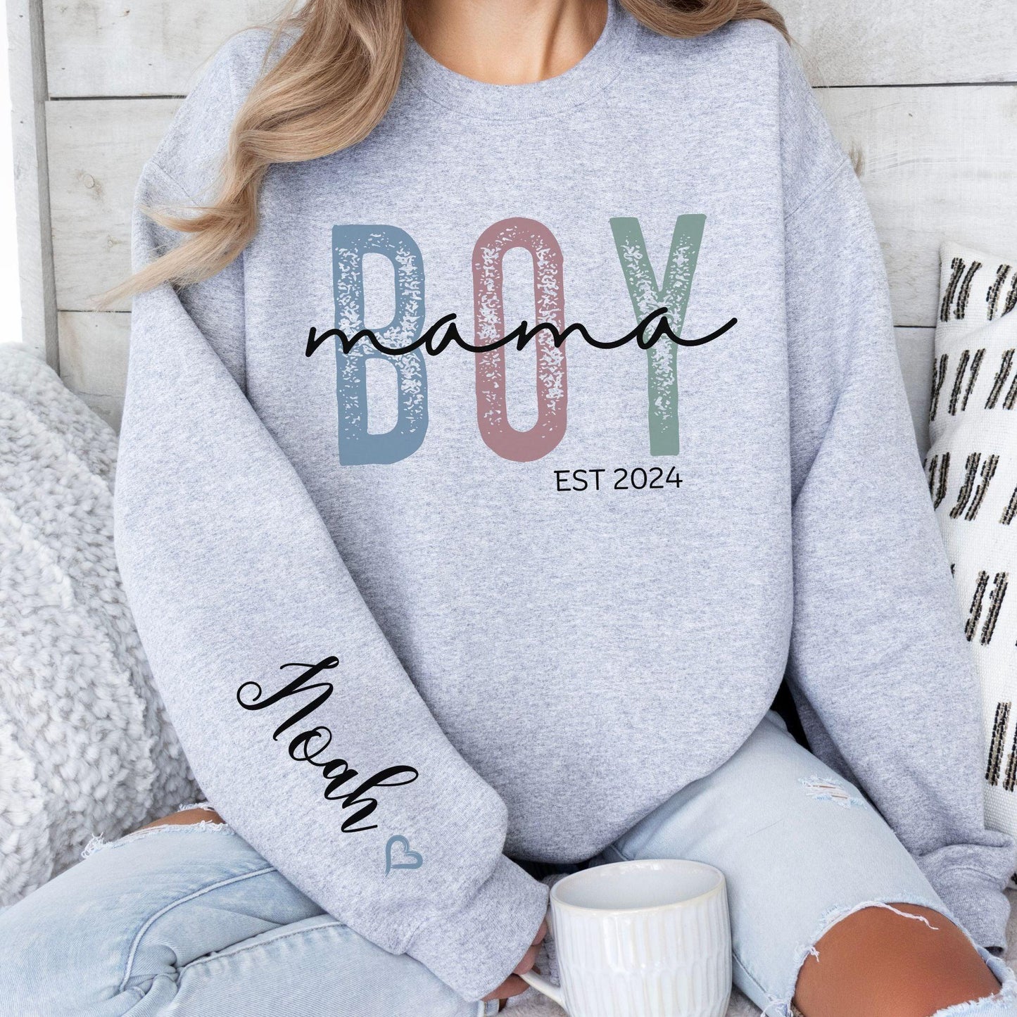 Custom 'Boy Mom' Sweatshirt - Gift for Mothers of Boys - GiftHaus