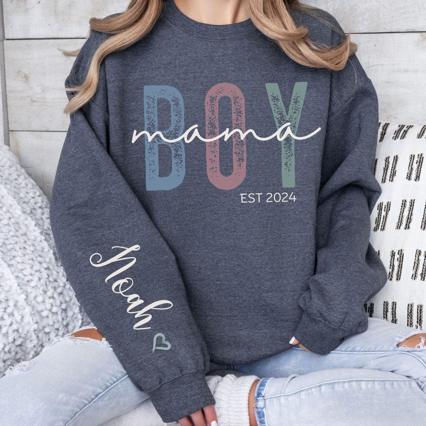 Custom 'Boy Mom' Sweatshirt - Gift for Mothers of Boys - GiftHaus