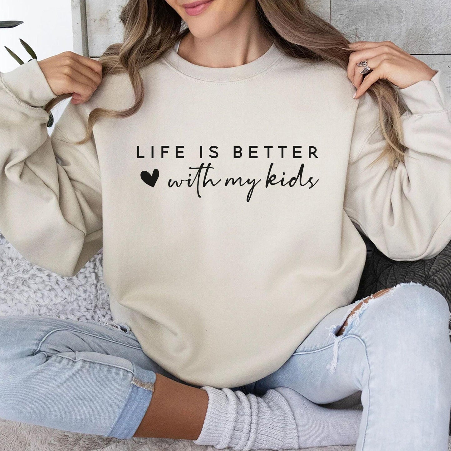 Das Leben ist besser mit meinem Kinder Sweatshirt und Shirts - Geschenk für Mama - GiftHaus