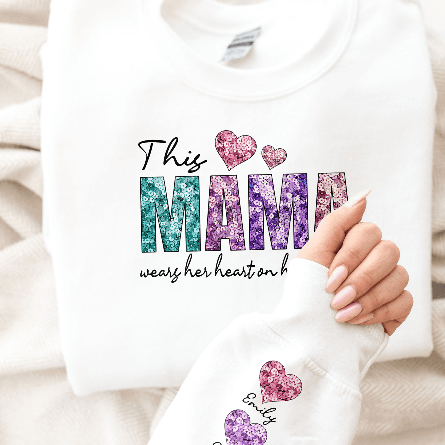 Diese Mama trägt ihr Herz auf ihrem Ärmel-Sweatshirt, - GiftHaus