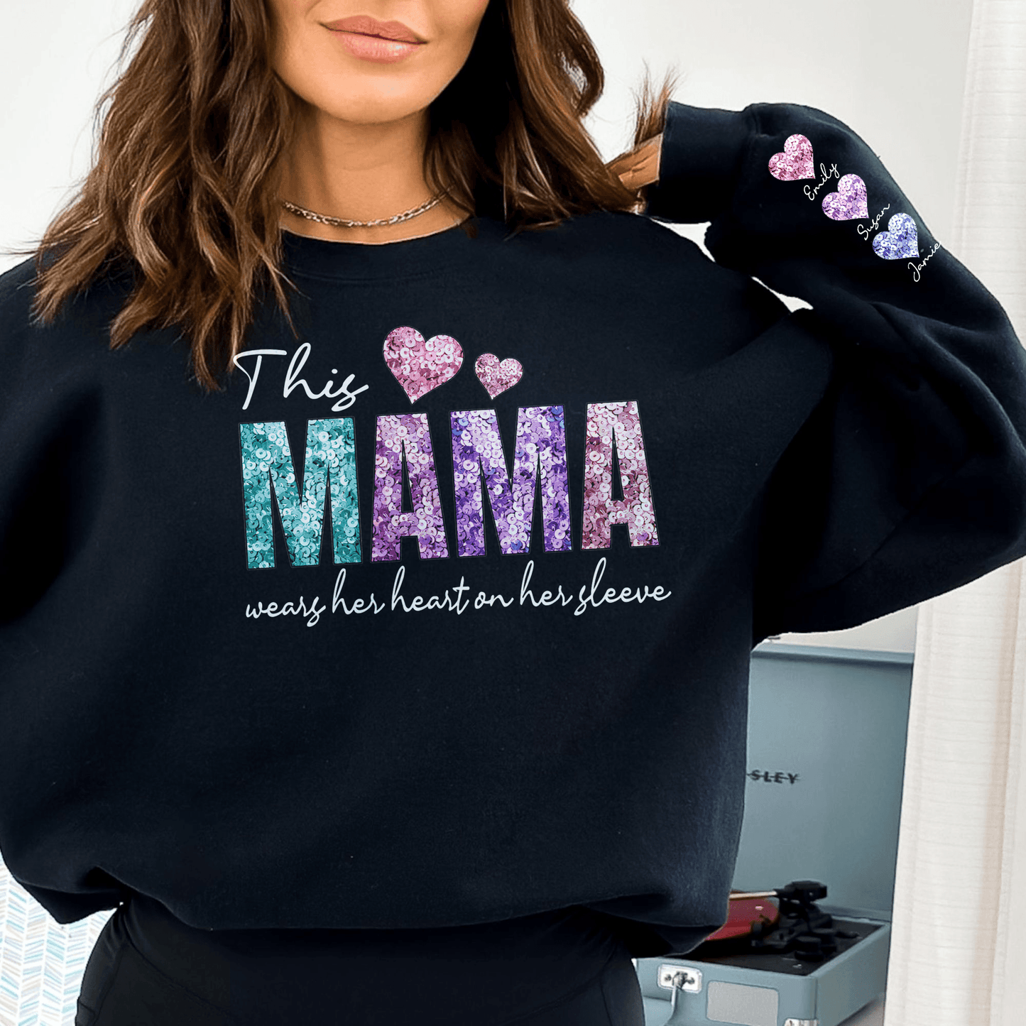 Diese Mama trägt ihr Herz auf ihrem Ärmel-Sweatshirt, - GiftHaus