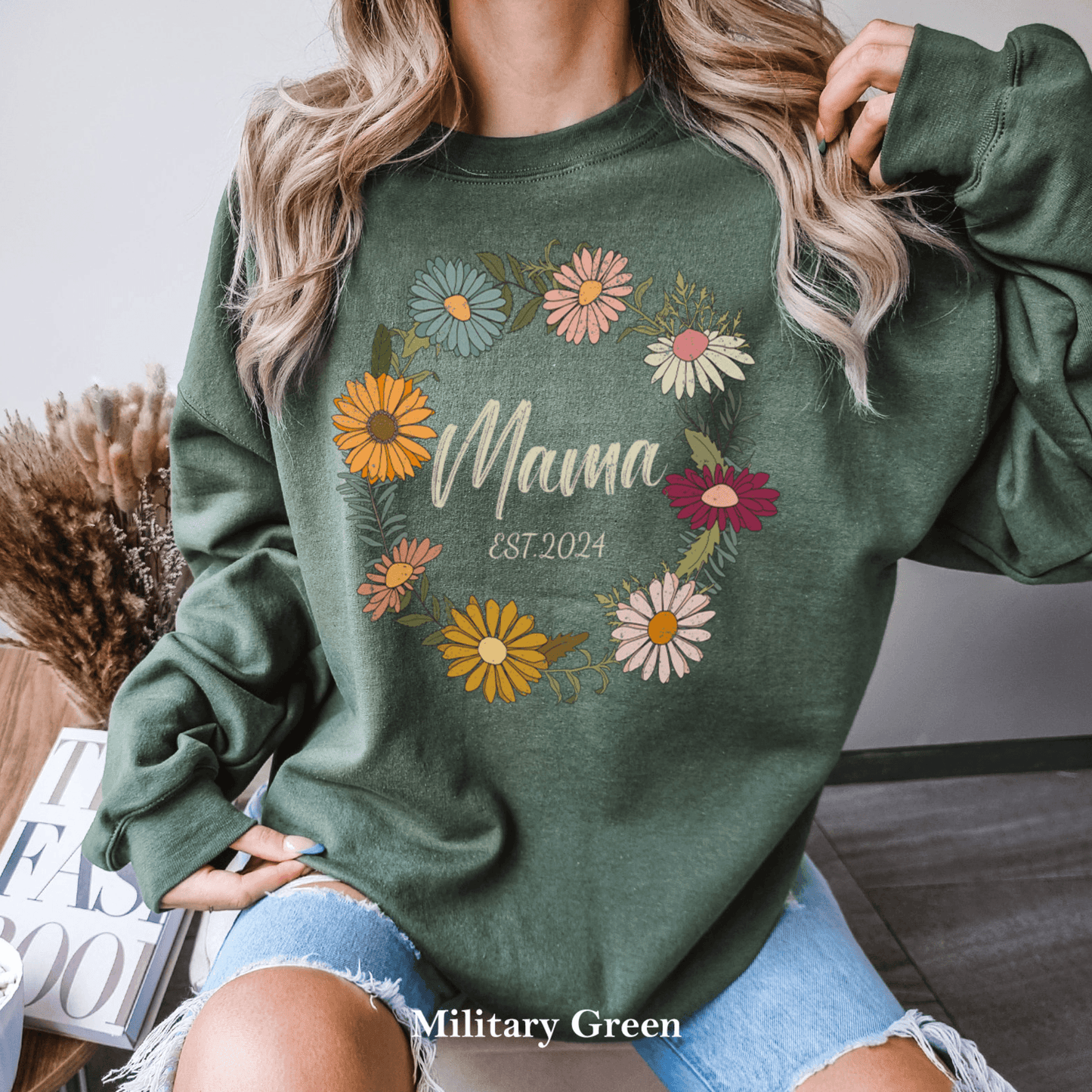 Floraler Mama Sweatshirt - Personalisiertes Jahresgeschenk - GiftHaus