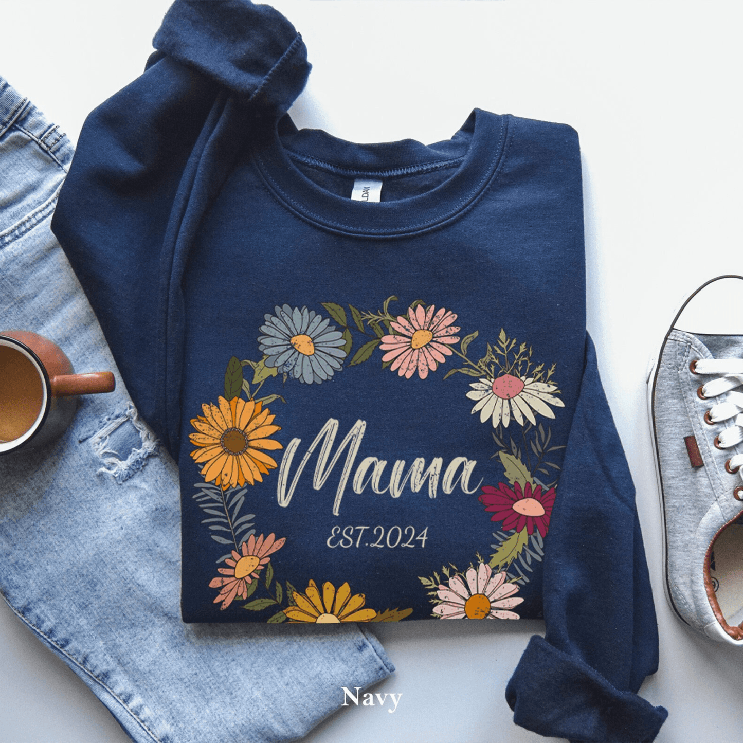 Floraler Mama Sweatshirt - Personalisiertes Jahresgeschenk - GiftHaus