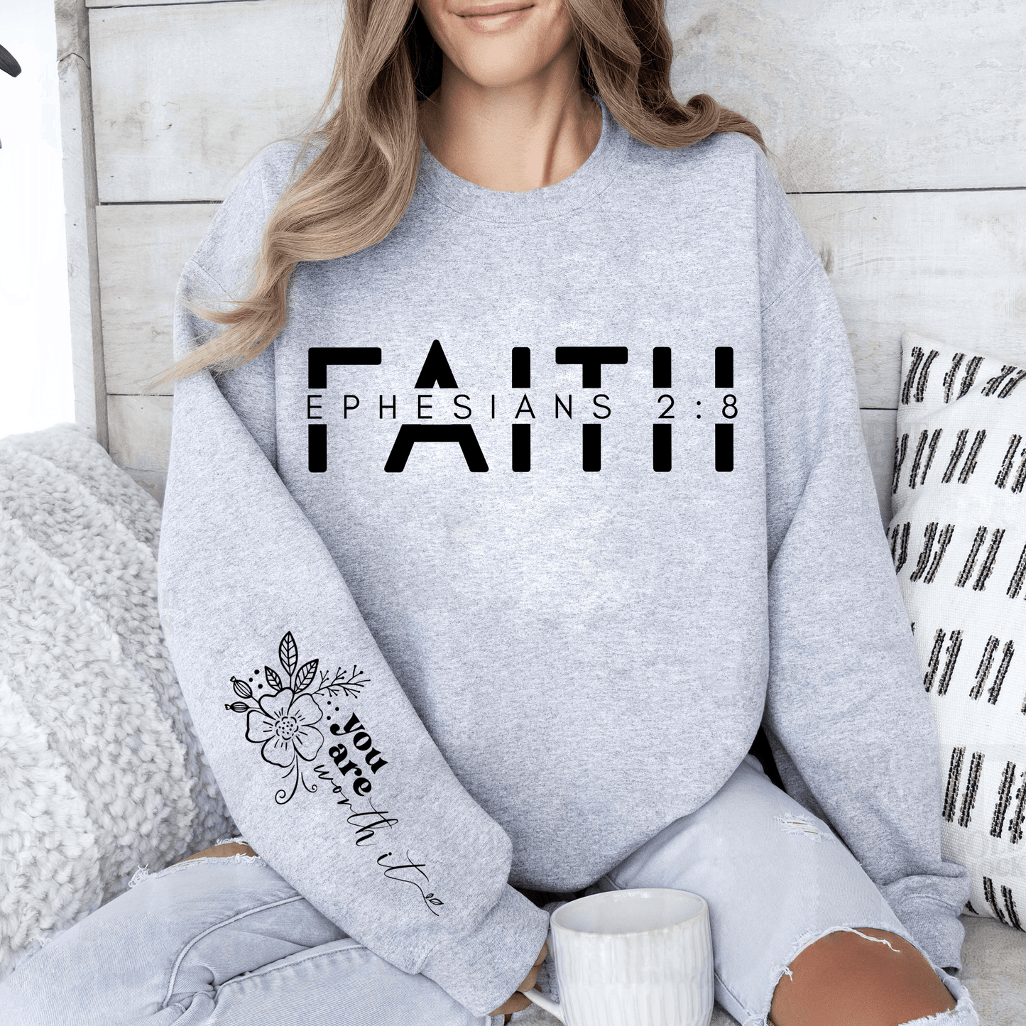 Glaubensbekenntnis Sweatshirt Epheser 2:8 - Christliches Geschenk mit Botschaft - GiftHaus