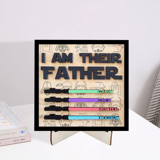 Ich bin ihr Vater-Schild, personalisiertes Geschenk für Papa, individuelles Lichtschwert-Schild, Vatertagsgeschenk - GiftHaus