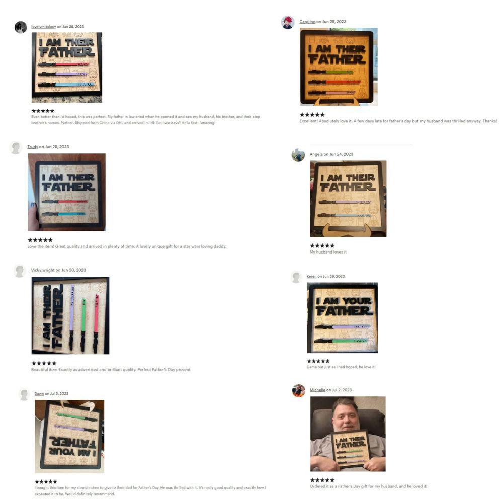 Ich bin ihr Vater-Schild, personalisiertes Geschenk für Papa, individuelles Lichtschwert-Schild, Vatertagsgeschenk - GiftHaus