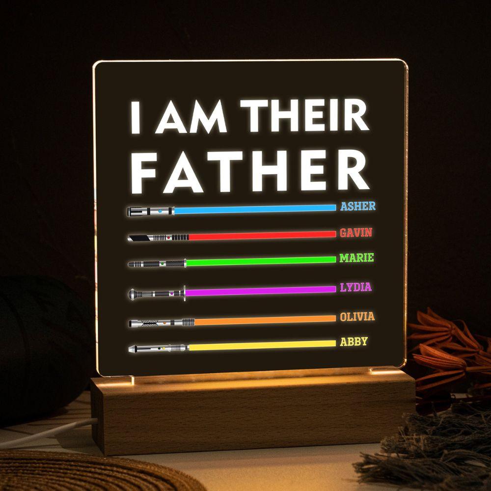 Ich bin ihr Vater-Schild – Vatertagsgeschenk, personalisiertes Papa-Schild, individuelle Lichtschwert-Kindernamen, Geburtstagsgeschenke für Papa - GiftHaus