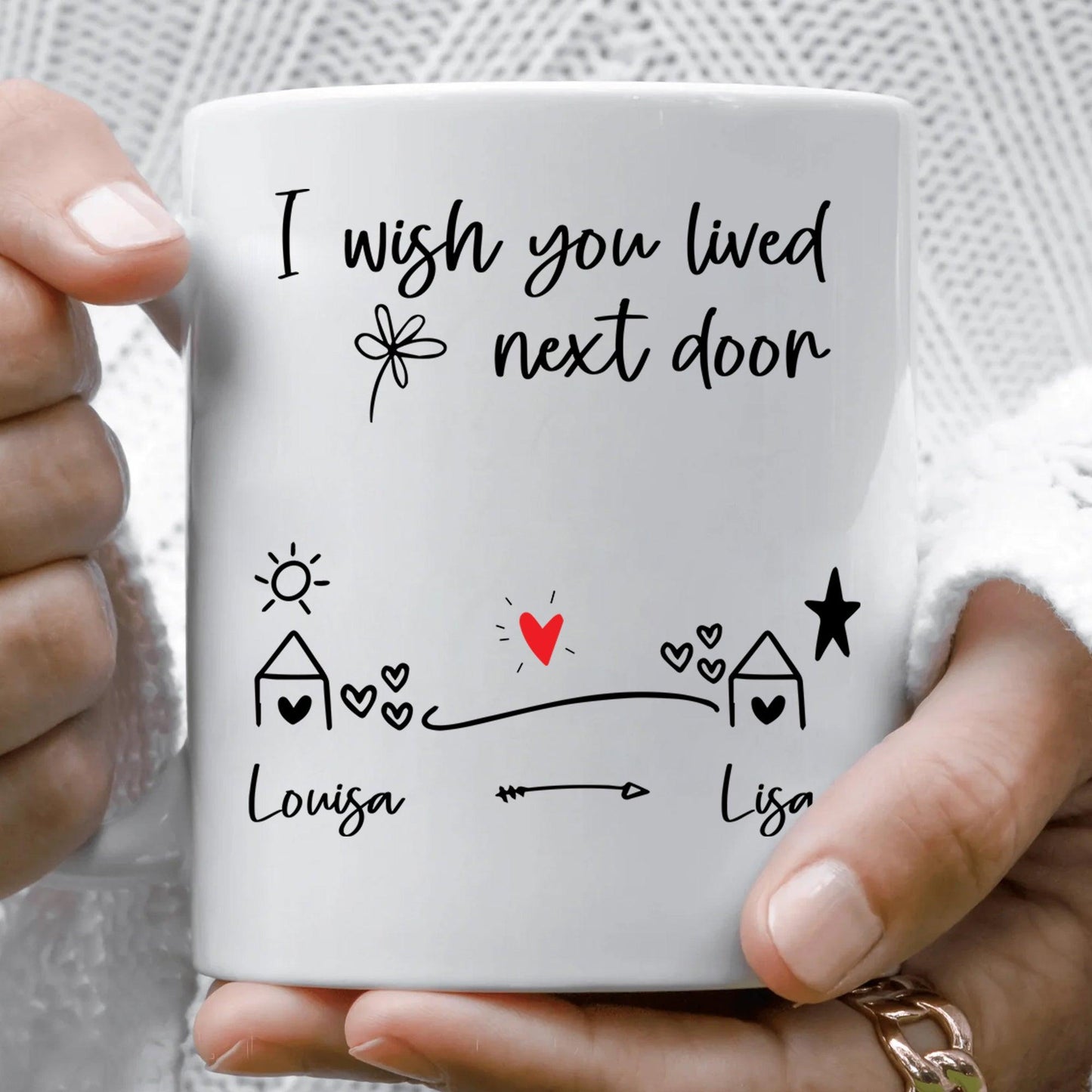Ich Wünschte Du Würdest Nebenan Wohnen Mug - Freundschaftsgeschenk Für Zwei Freunde - GiftHaus