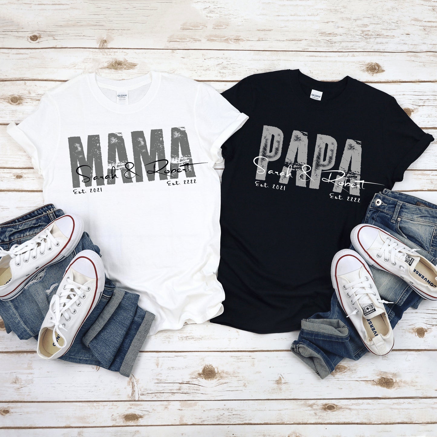 PAPA & MAMA - Ihr Personalisiertes Familienstolz Shirt