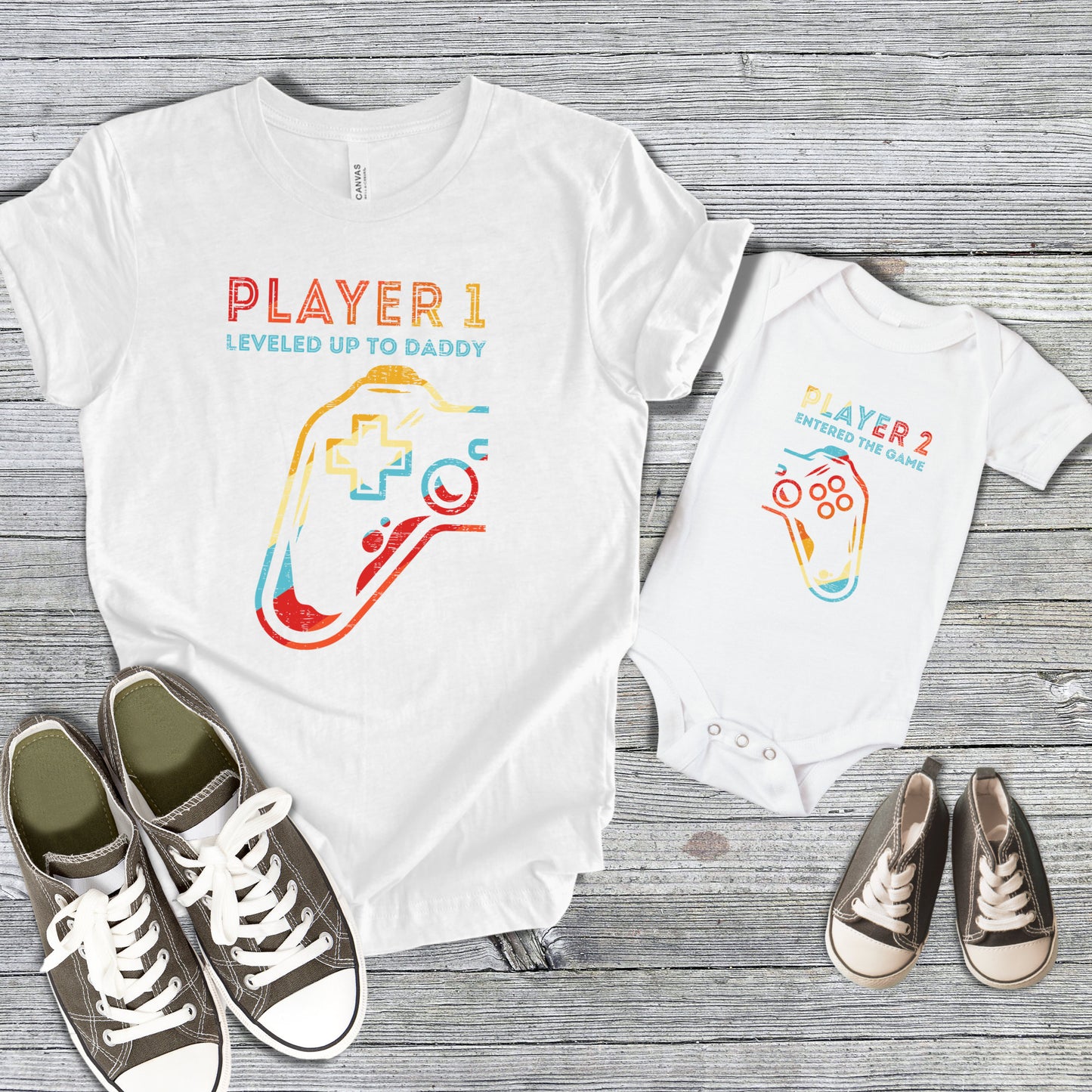 Level Up to Daddy Shirt – Fun Matching Tees for Dad and Baby