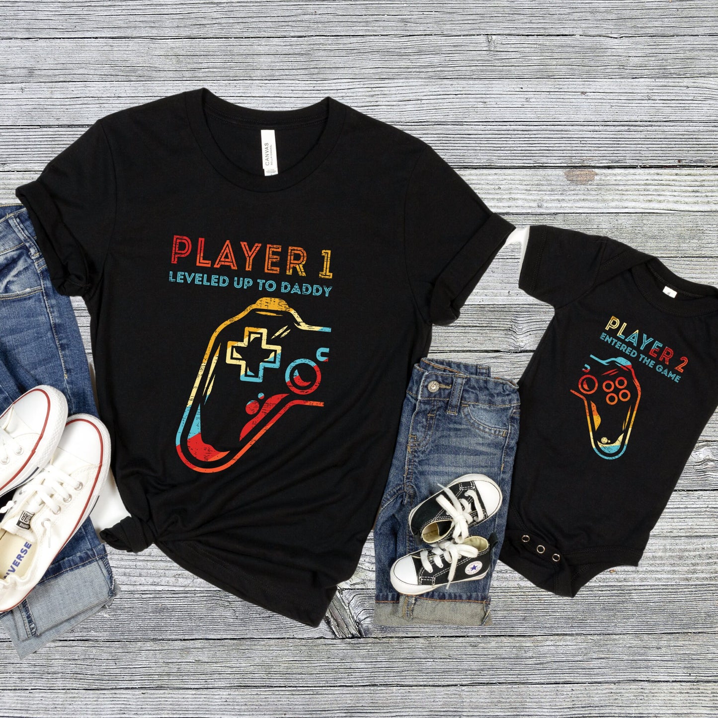 Level Up to Daddy Shirt – Fun Matching Tees for Dad and Baby