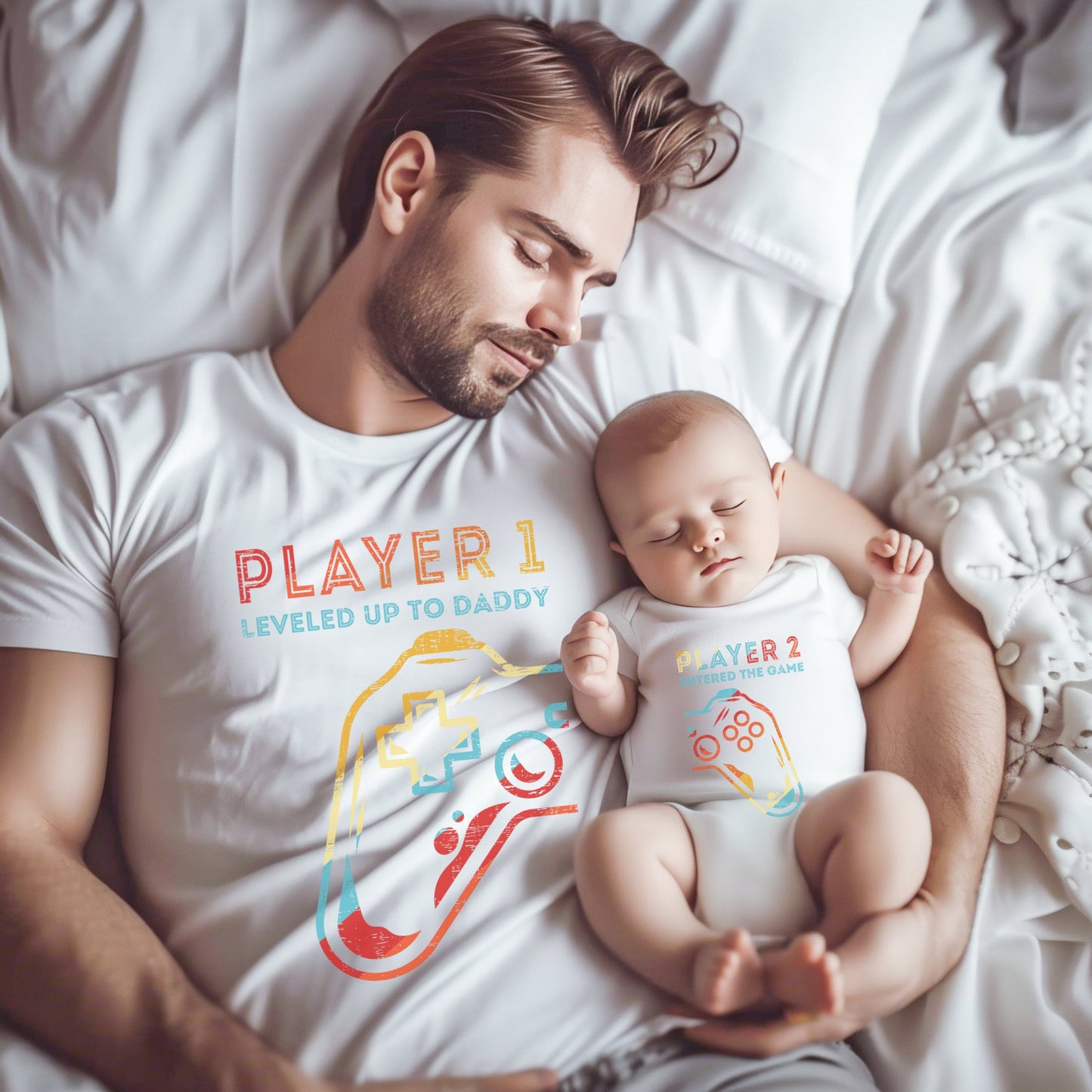 Level Up to Daddy Shirt – Fun Matching Tees for Dad and Baby