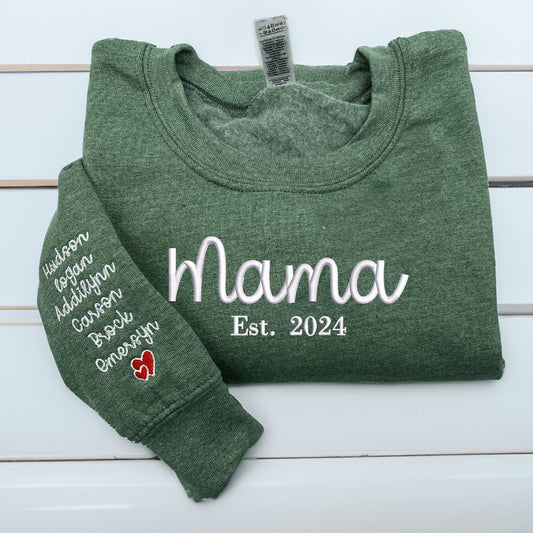 Besticktes Mama-Sweatshirt mit Kindernamen – Besonderes Geschenk für Mütter