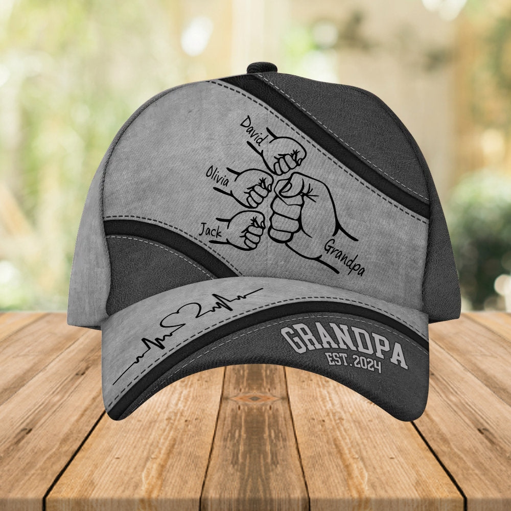 Custom Grandpa Fist Bump Classic Cap - Names and Years