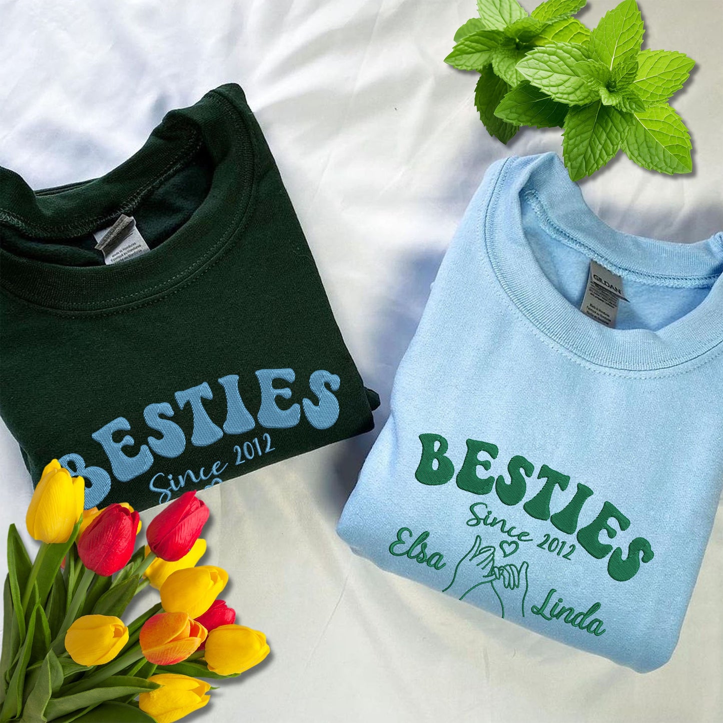 Personalisierter Bestickter Besties Pullover für Freundschaftsgeschenk