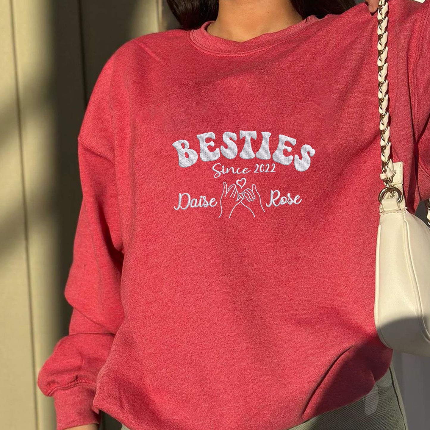 Personalisierter Bestickter Besties Pullover für Freundschaftsgeschenk