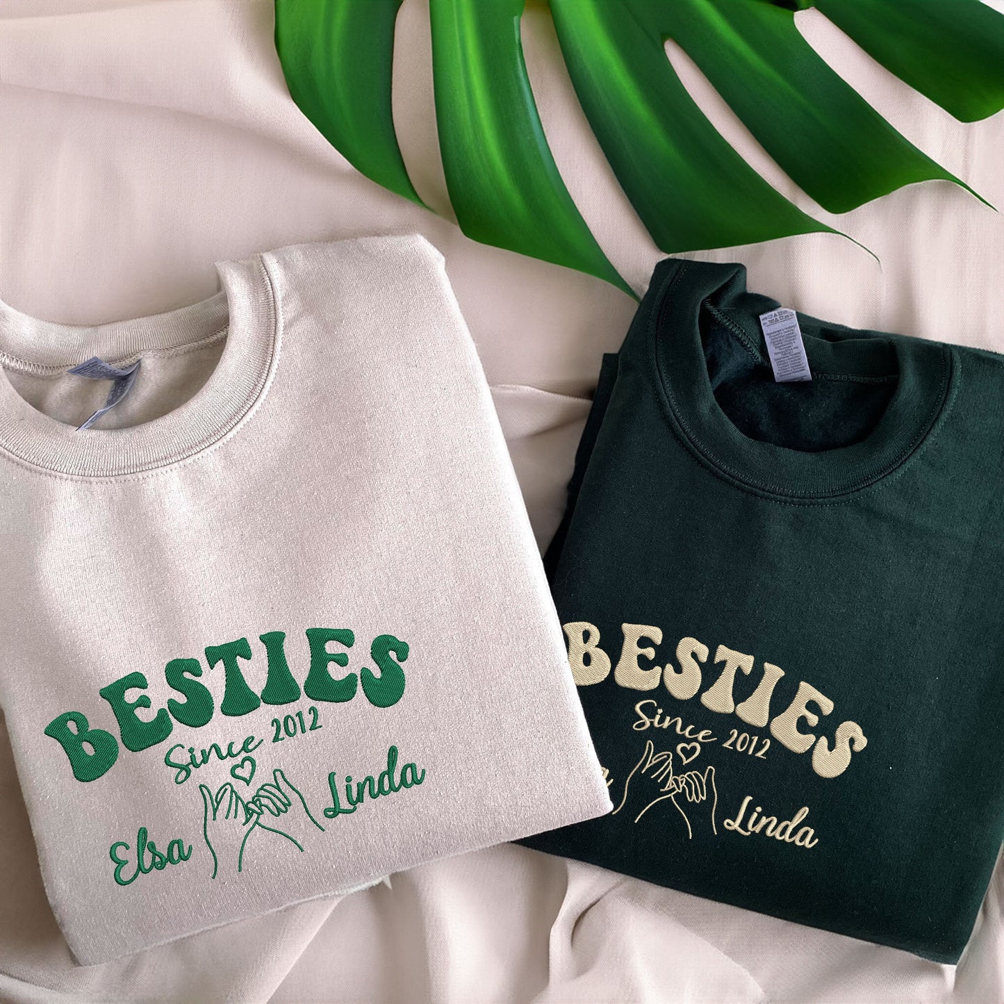 Personalisierter Bestickter Besties Pullover für Freundschaftsgeschenk