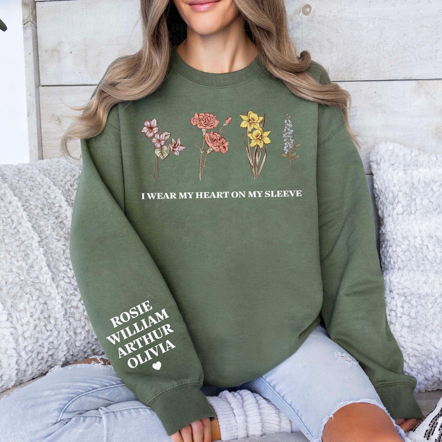 Individuelles Geburtsmonat Sweatshirt mit Geburtsblume Sweatshirt und Hoodie - Personalisiertes Geschenk Mama, Oma - GiftHaus
