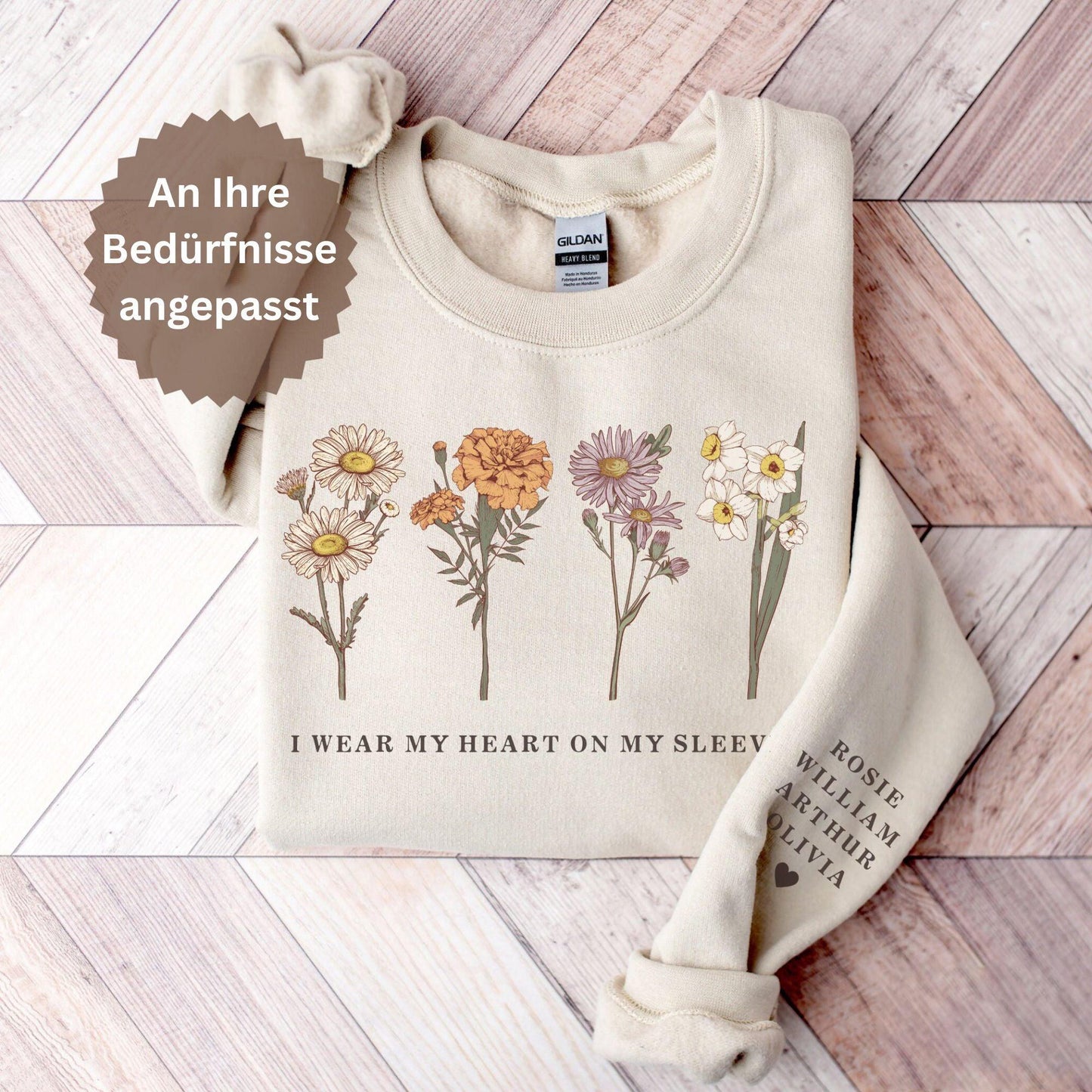 Individuelles Geburtsmonat Sweatshirt mit Geburtsblume Sweatshirt und Hoodie - Personalisiertes Geschenk Mama, Oma - GiftHaus