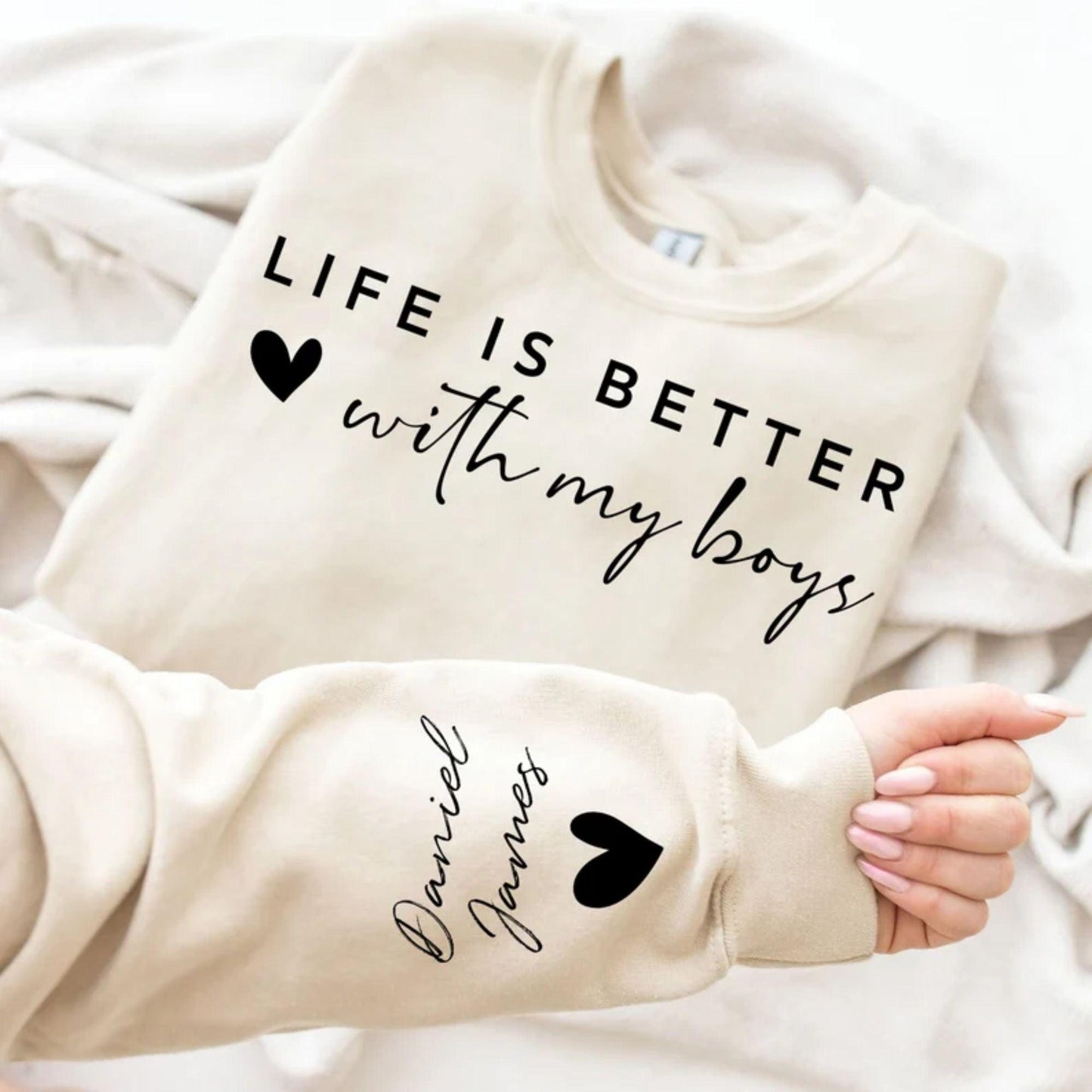 Individuelles Mit meinen Jungs ist das Leben besser Pullover und Kapuzenpullover - GiftHaus