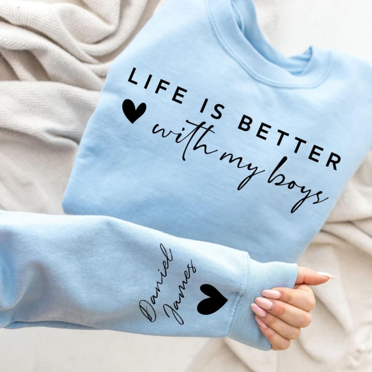 Individuelles Mit meinen Jungs ist das Leben besser Pullover und Kapuzenpullover - GiftHaus