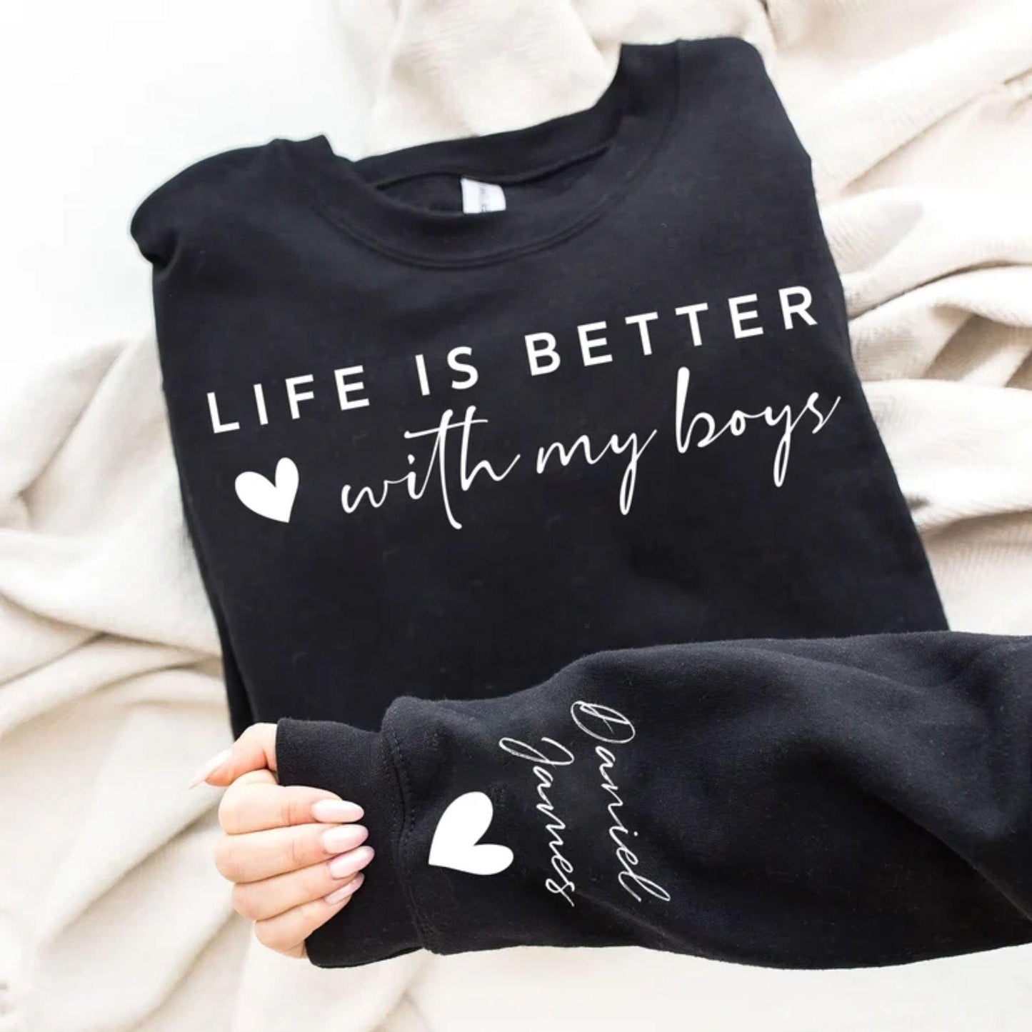 Individuelles Mit meinen Jungs ist das Leben besser Pullover und Kapuzenpullover - GiftHaus