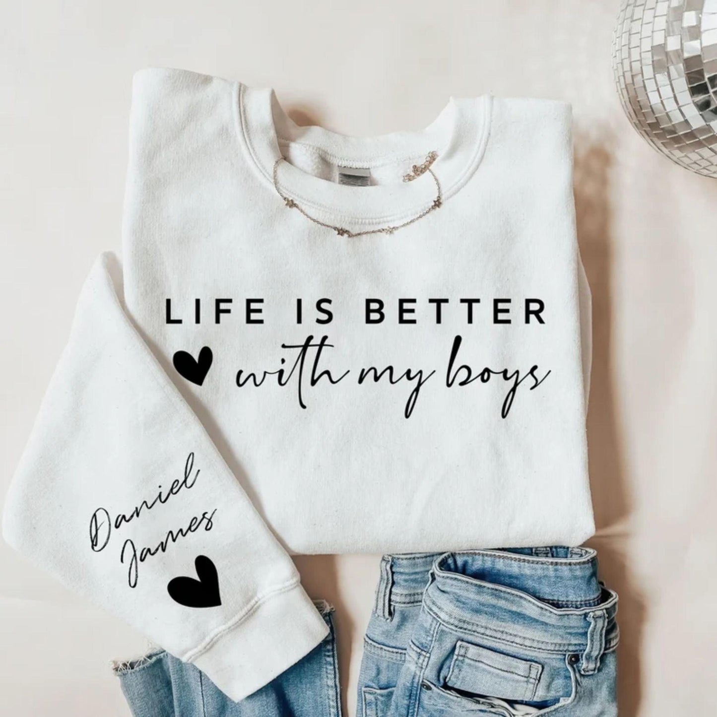 Individuelles Mit meinen Jungs ist das Leben besser Pullover und Kapuzenpullover - GiftHaus