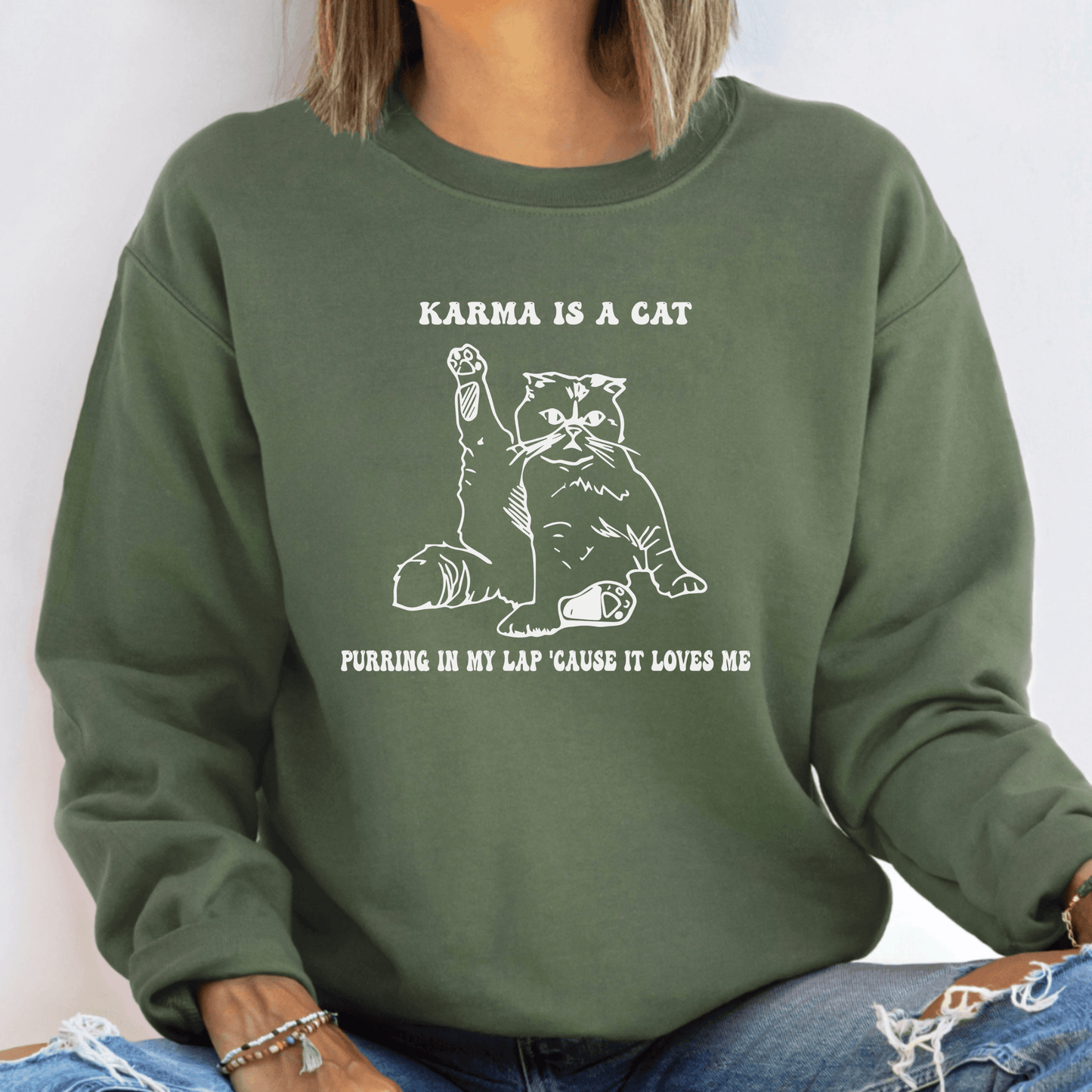 Karma ist eine Katze Sweatshirt – Für Katzenliebhaber - GiftHaus