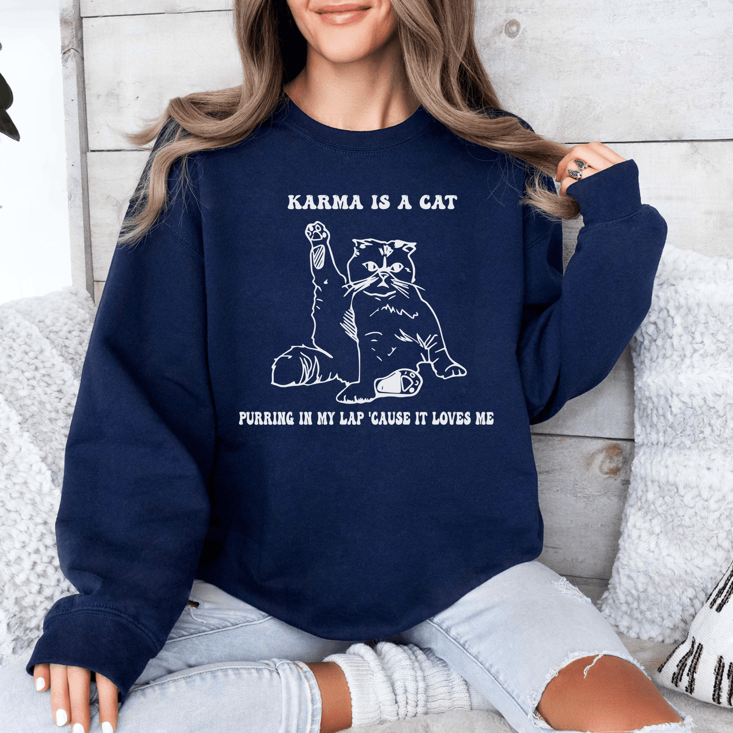 Karma ist eine Katze Sweatshirt – Für Katzenliebhaber - GiftHaus