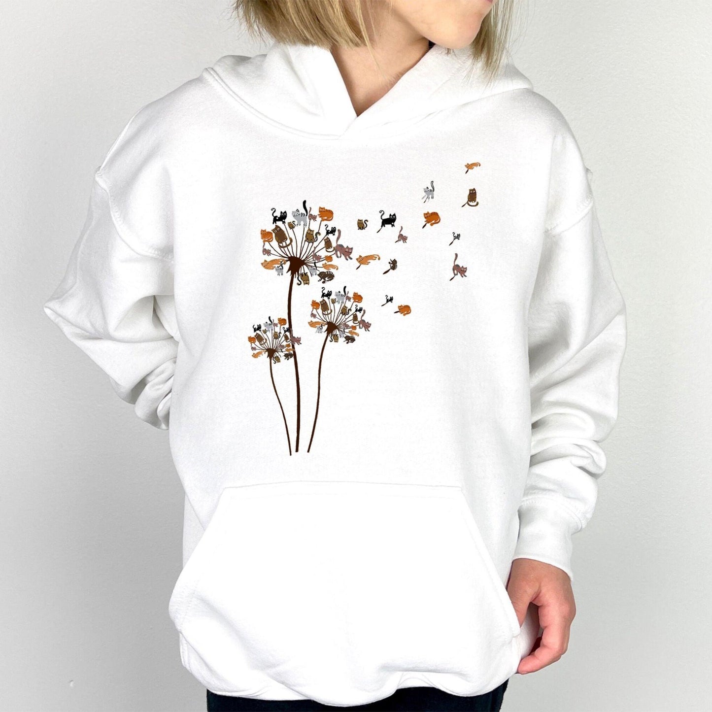Katzen Blumen Fliegen Löwenzahn Sweatshirt – Geschenk für Katzenliebhaber - GiftHaus