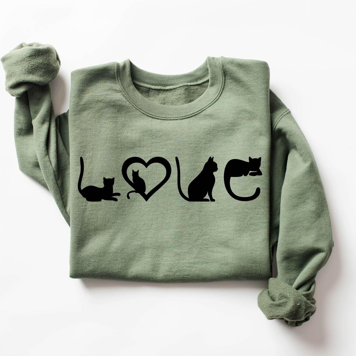 Katzen-Sweatshirt – Katzenliebe-Shirt – schwarzes Katzen-Mama-Shirt - GiftHaus