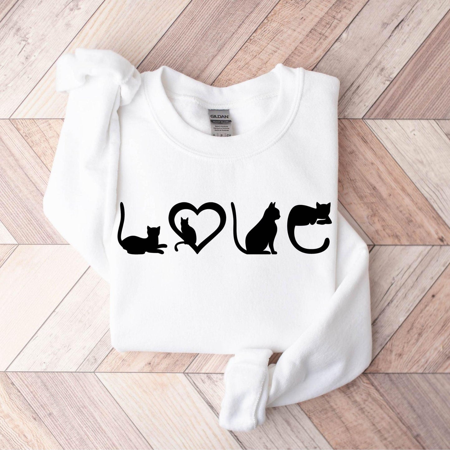 Katzen-Sweatshirt – Katzenliebe-Shirt – schwarzes Katzen-Mama-Shirt - GiftHaus
