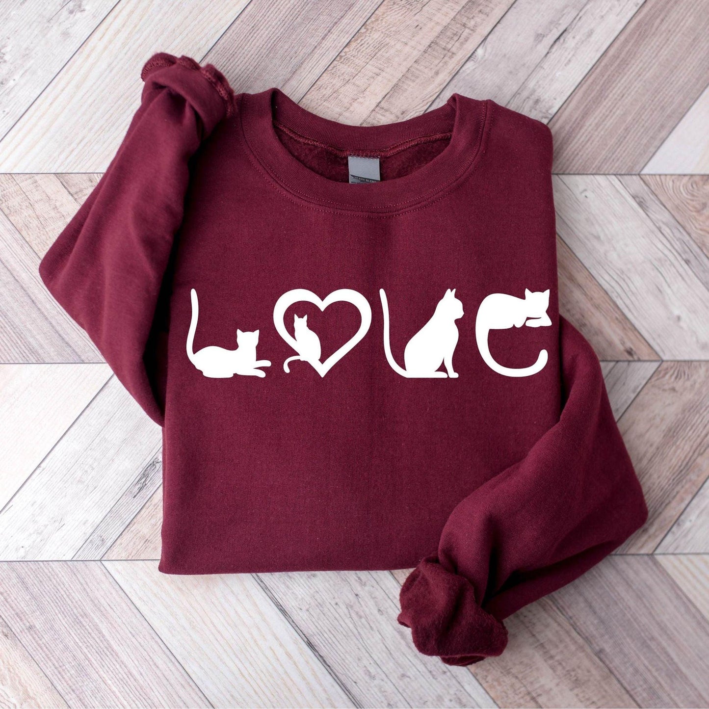 Katzen-Sweatshirt – Katzenliebe-Shirt – schwarzes Katzen-Mama-Shirt - GiftHaus