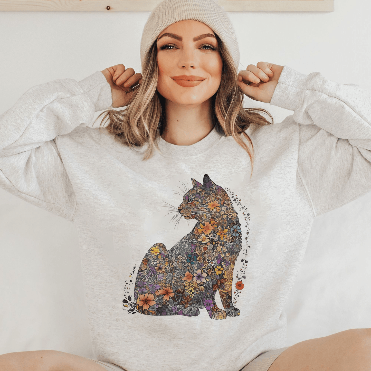 Katzenmama-Sweatshirt mit Blumenmuster - GiftHaus