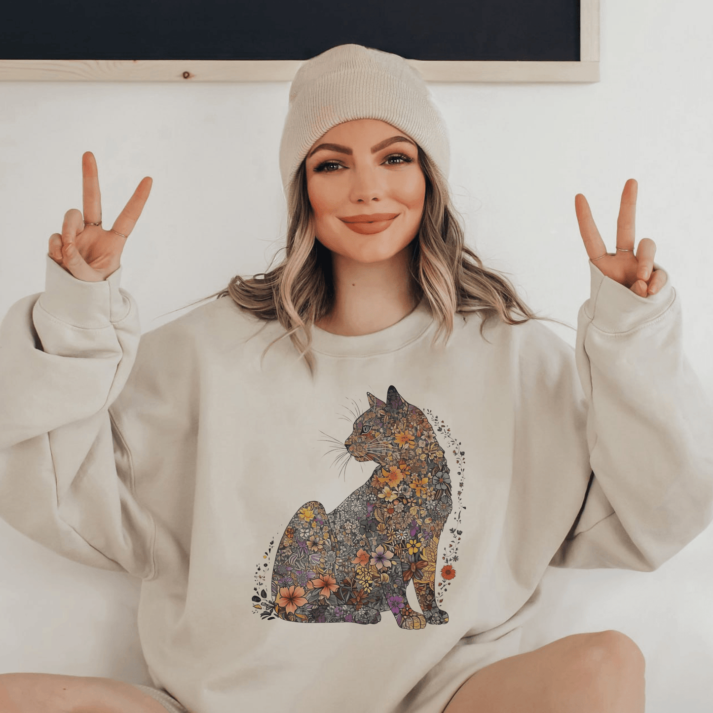 Katzenmama-Sweatshirt mit Blumenmuster - GiftHaus