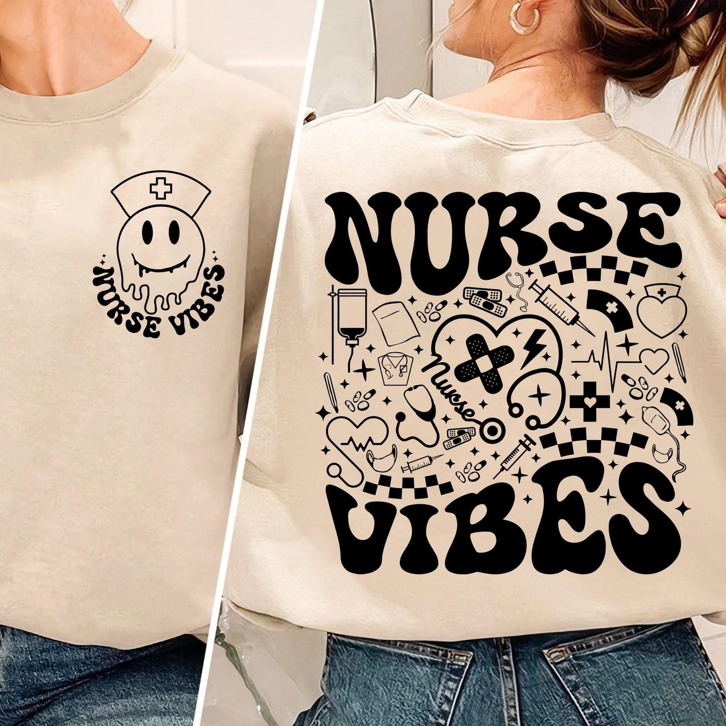 Krankenschwester Vibes Sweatshirt - Krankenschwester Geschenk - GiftHaus