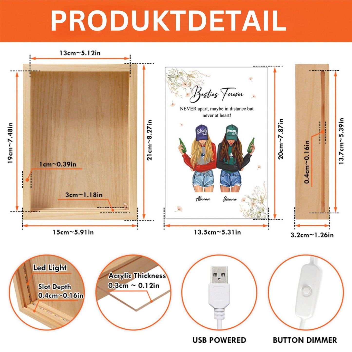 Leuchtkasten für Paarliebe – personalisierter Fotorahmen-Leuchtkasten - GiftHaus