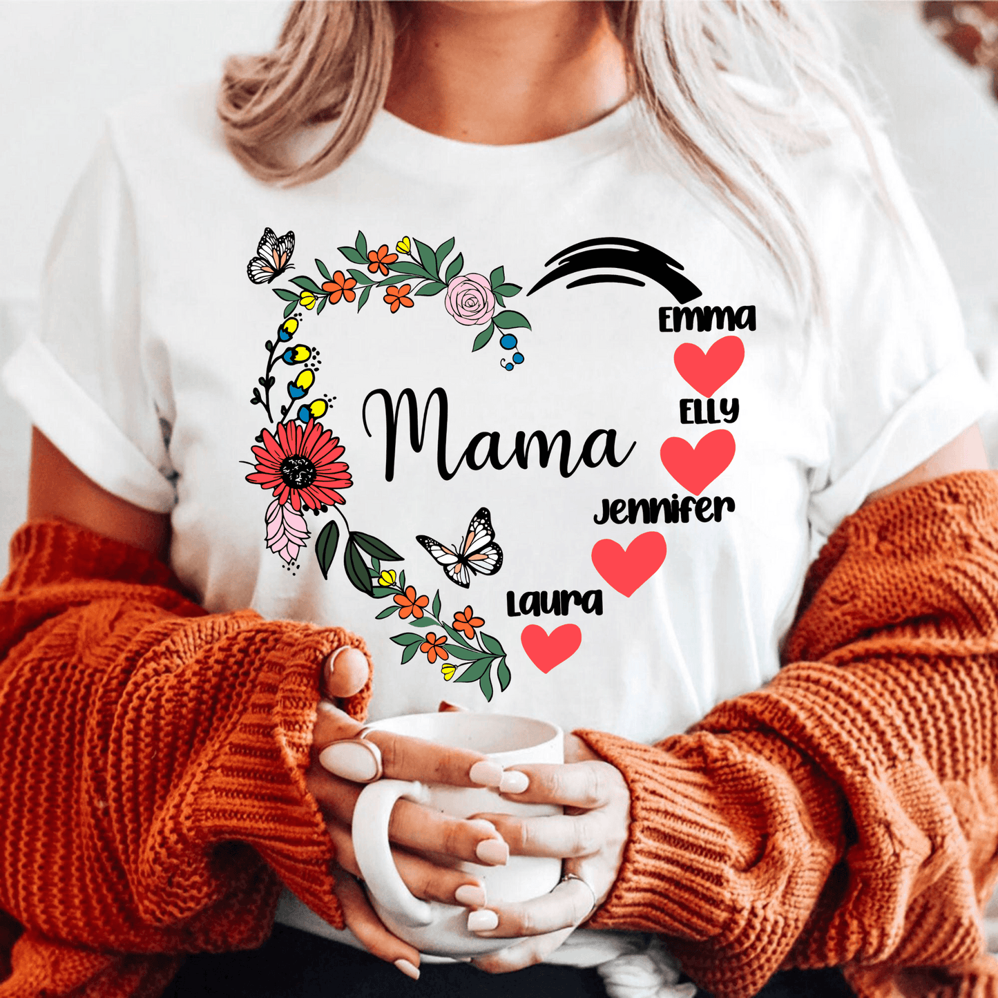 "Mama Herzkranz" Sweatshirt - Personalisiertes Geschenk für Mütter - GiftHaus