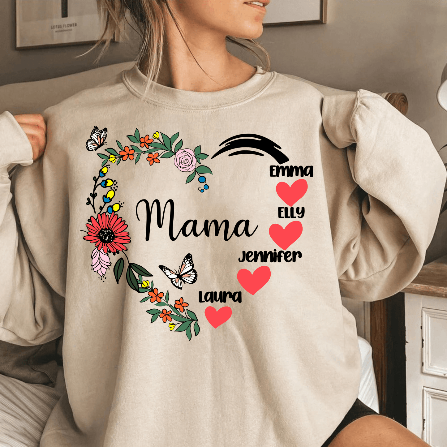 "Mama Herzkranz" Sweatshirt - Personalisiertes Geschenk für Mütter - GiftHaus