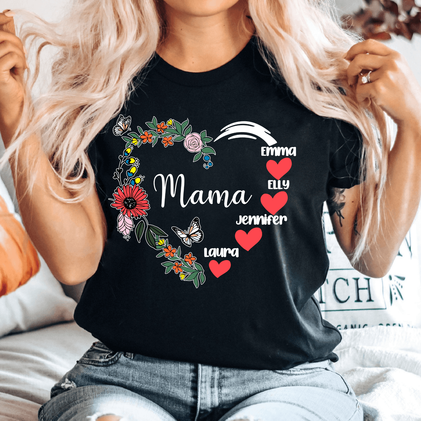 "Mama Herzkranz" Sweatshirt - Personalisiertes Geschenk für Mütter - GiftHaus