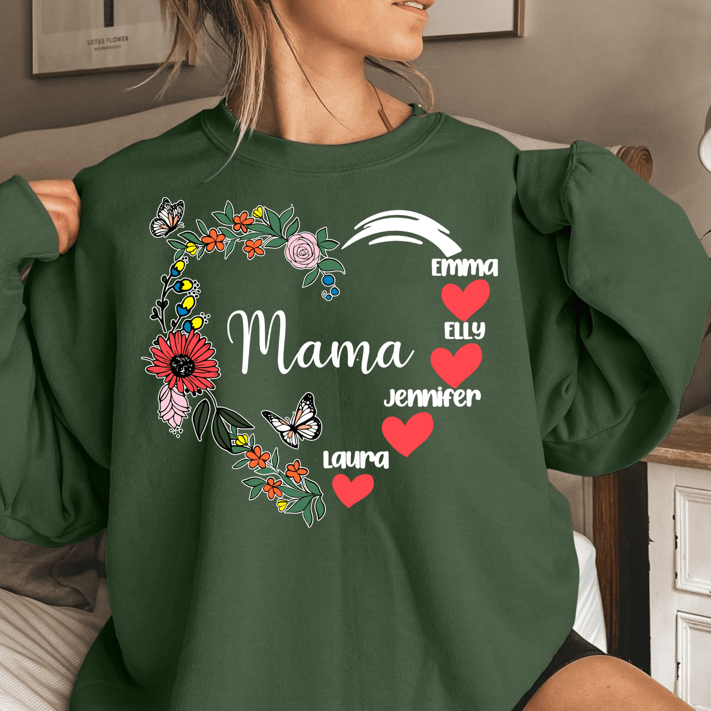 "Mama Herzkranz" Sweatshirt - Personalisiertes Geschenk für Mütter - GiftHaus