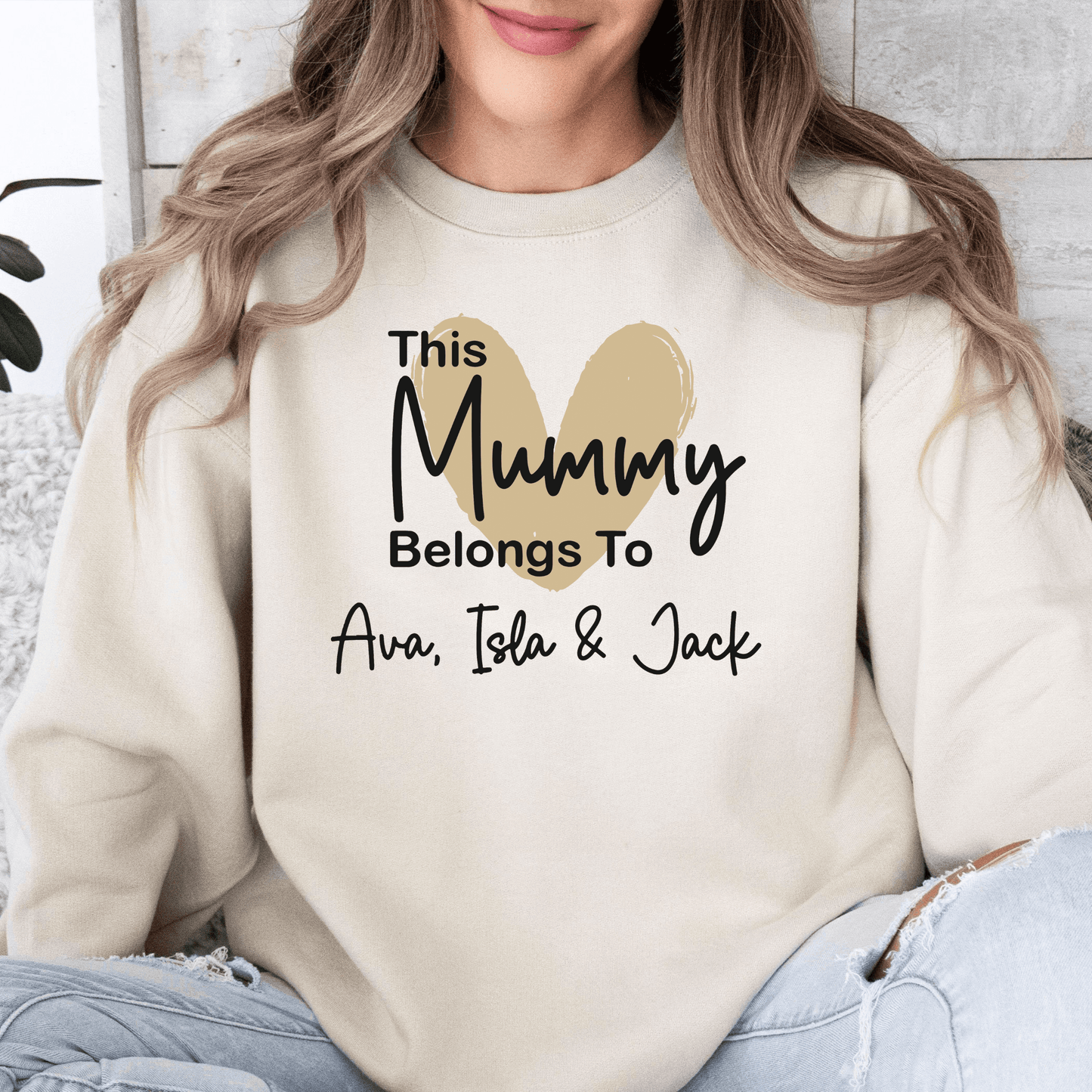 Mama-Kuschelhoodie, Herzstück Familie, Personalisiert mit Namen - GiftHaus