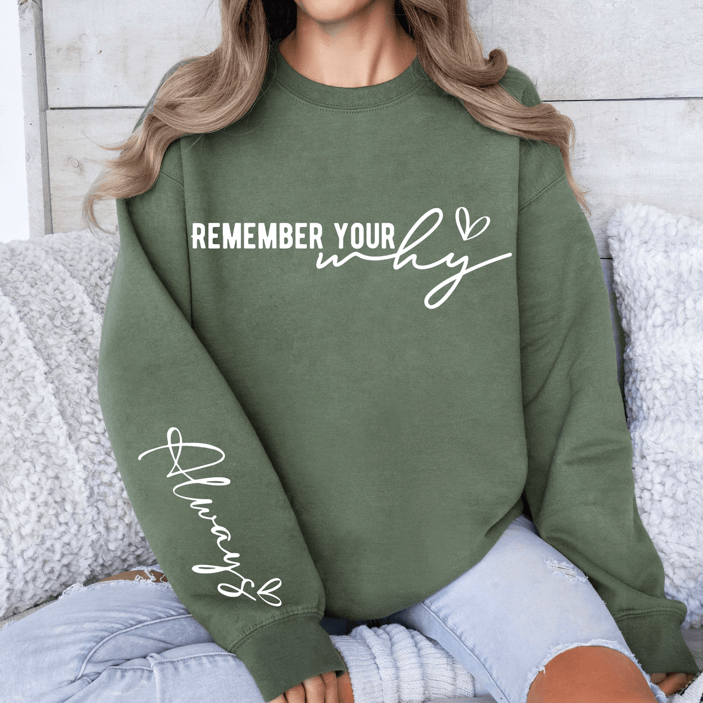 Motivations-Sweatshirt Denke An Deinen Grund - Persönliches Geschenk für Zielstreber - GiftHaus