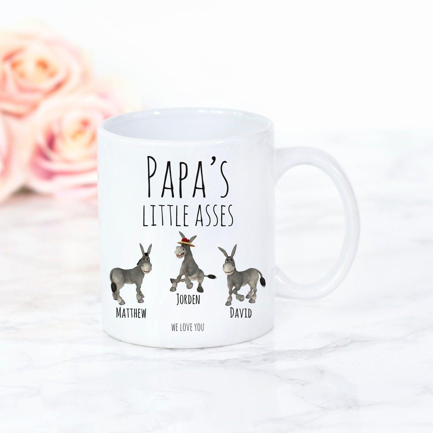 Papa Geschenk personalisiert, Papas kleine Ärsche, Papas Esel, Papa lustige Tasse anpassbar - GiftHaus