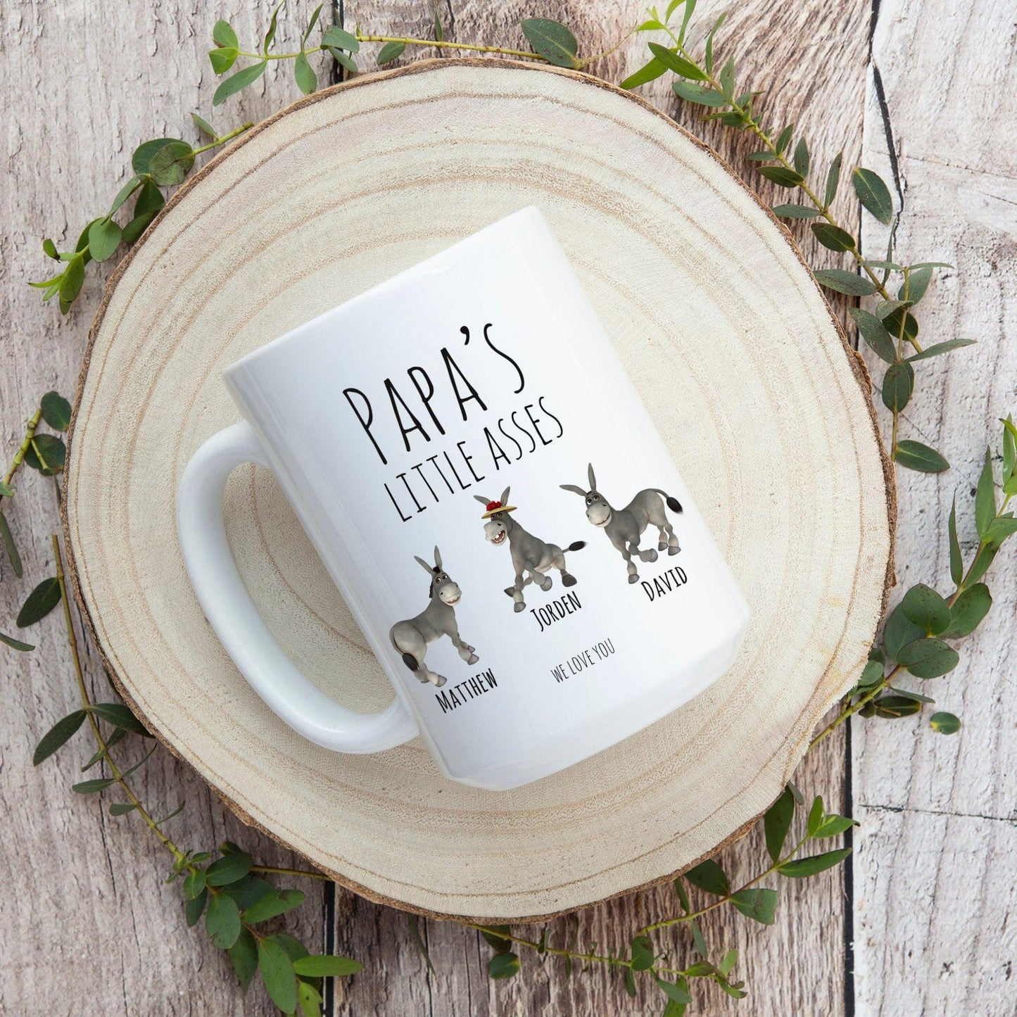 Papa Geschenk personalisiert, Papas kleine Ärsche, Papas Esel, Papa lustige Tasse anpassbar - GiftHaus