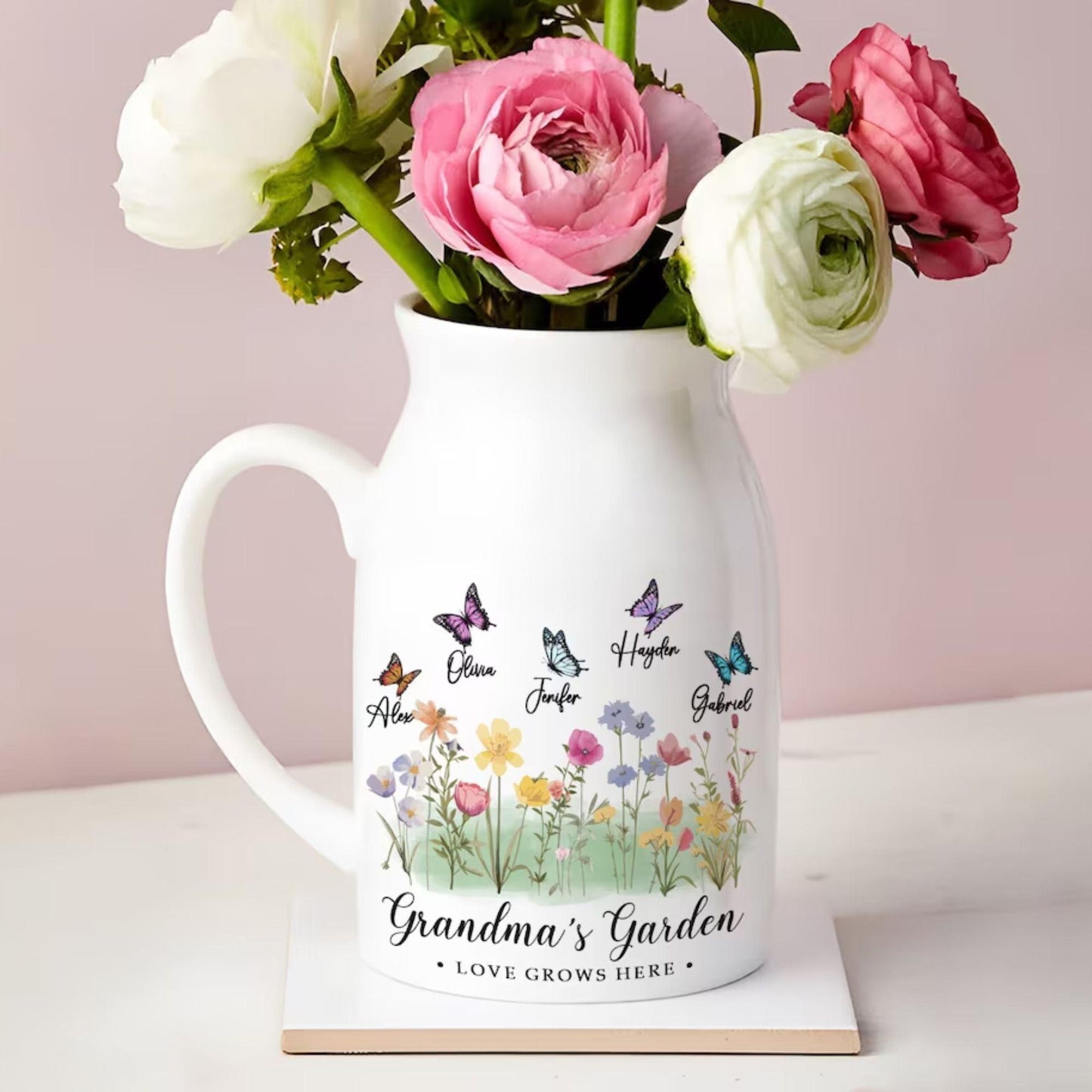 Personalised Grandma's Garden Flower Vase - Grandma Gift - GiftHaus