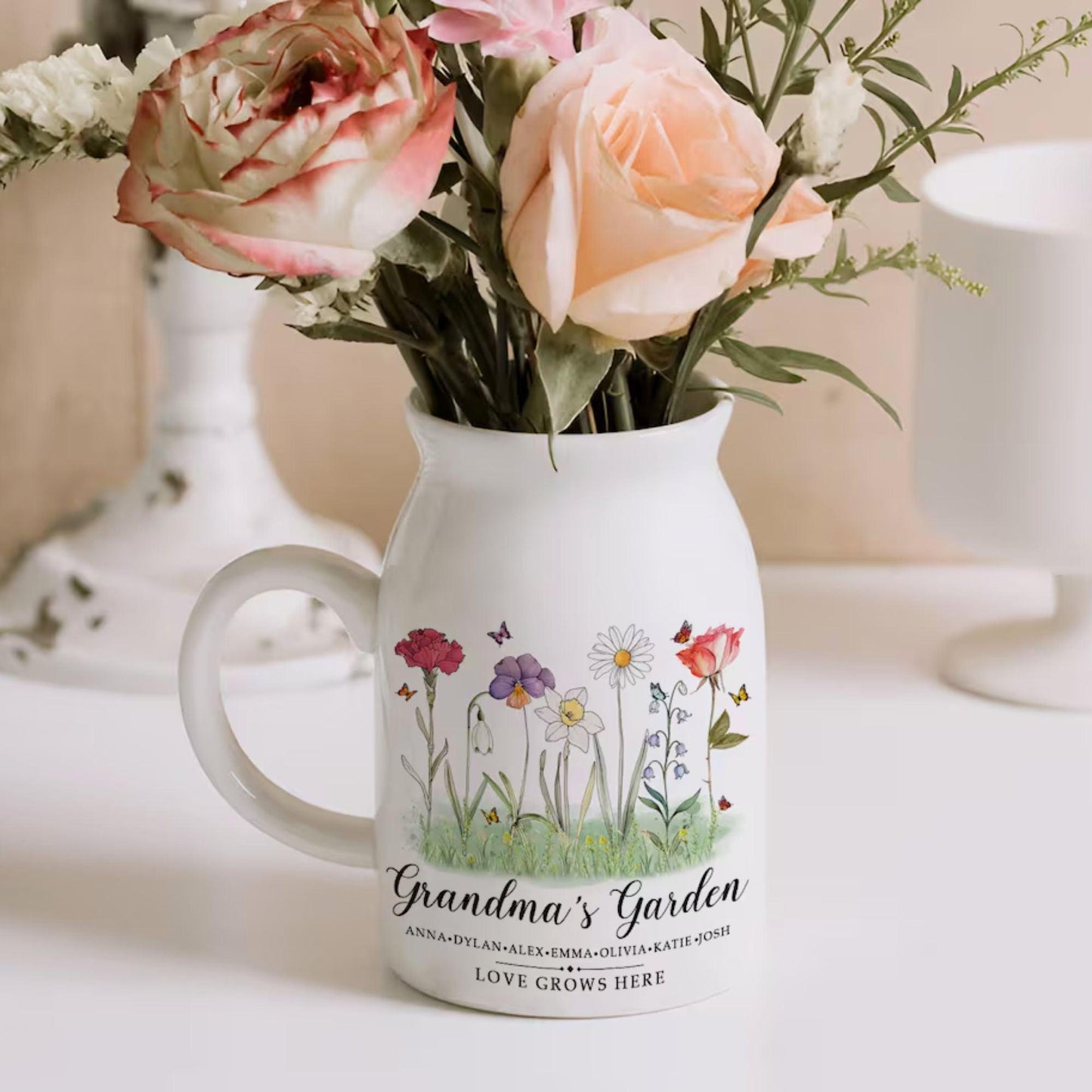 Personalised Grandma's Garden Flower Vase - Grandma Gift - GiftHaus