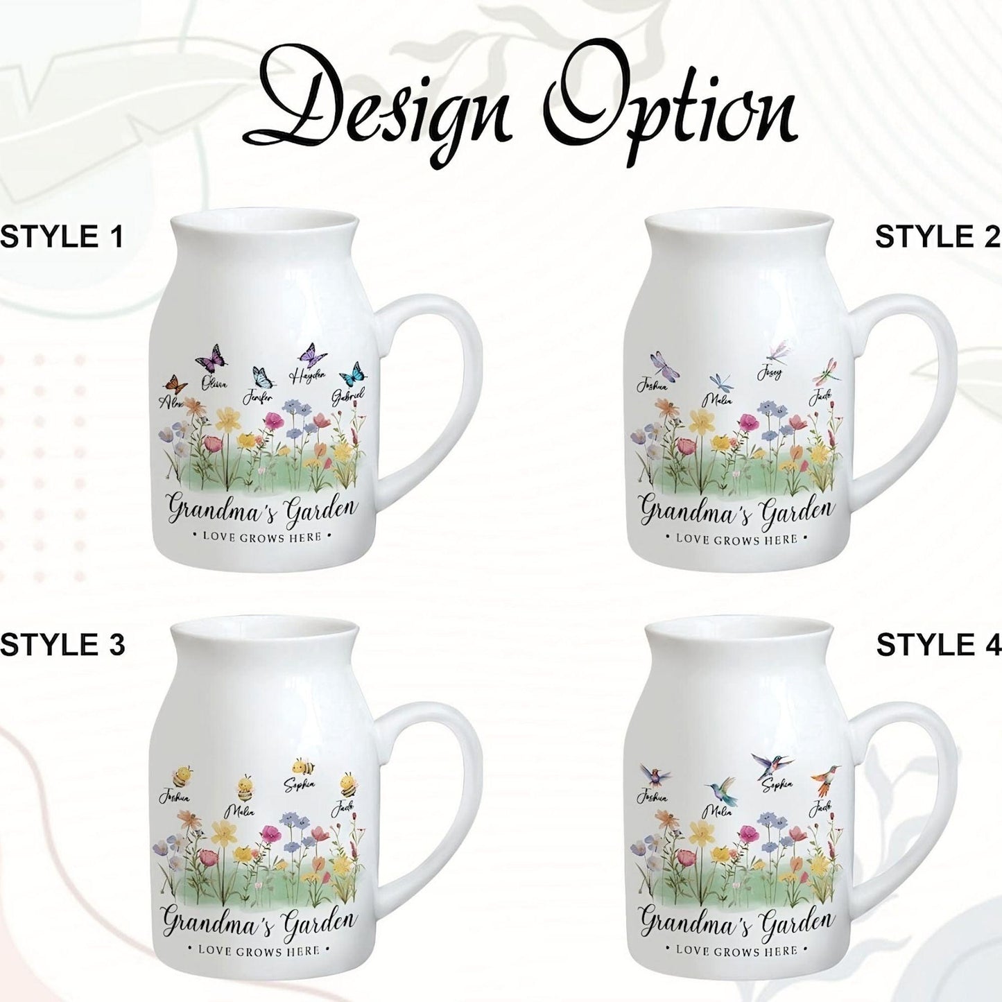 Personalised Grandma's Garden Flower Vase - Grandma Gift - GiftHaus