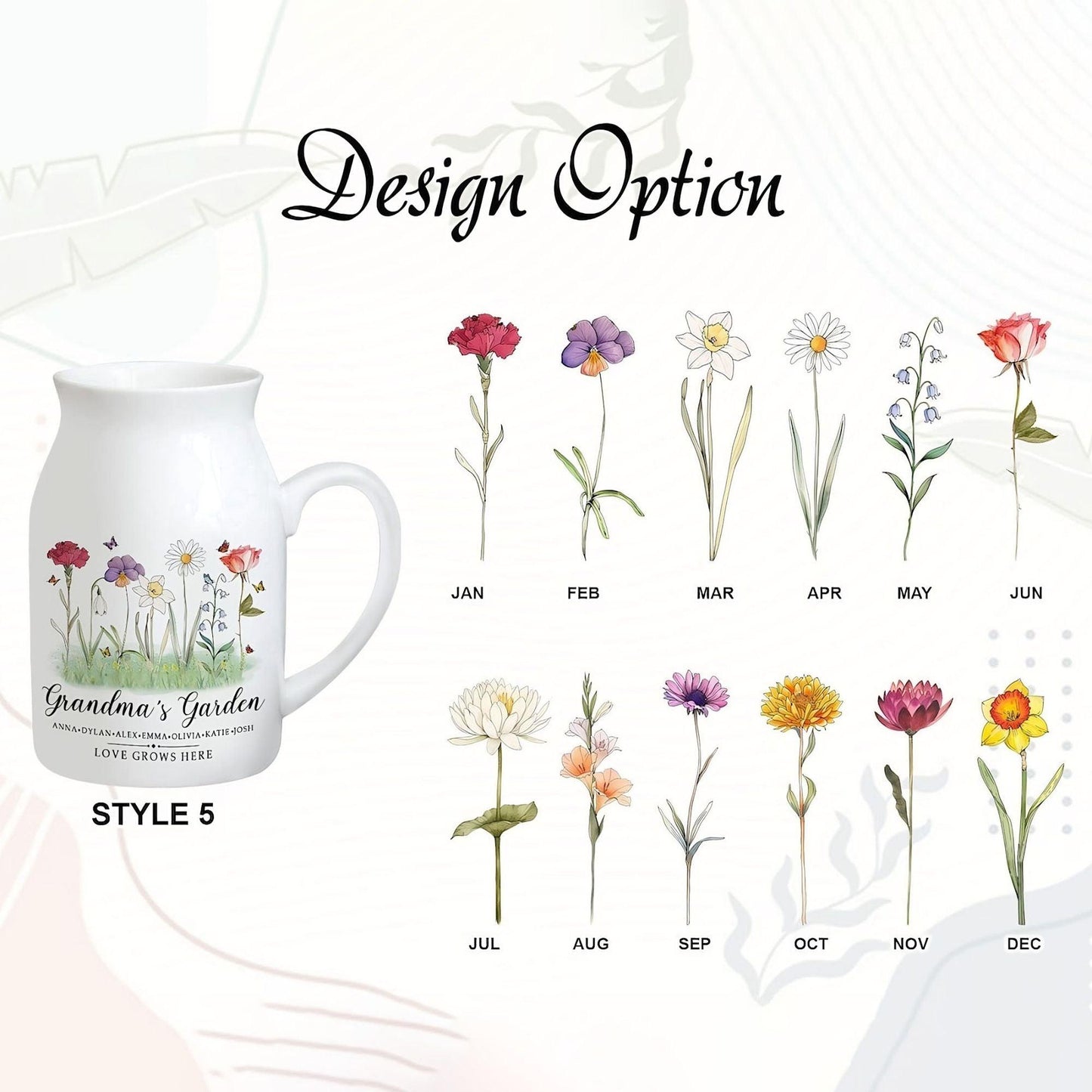 Personalised Grandma's Garden Flower Vase - Grandma Gift - GiftHaus