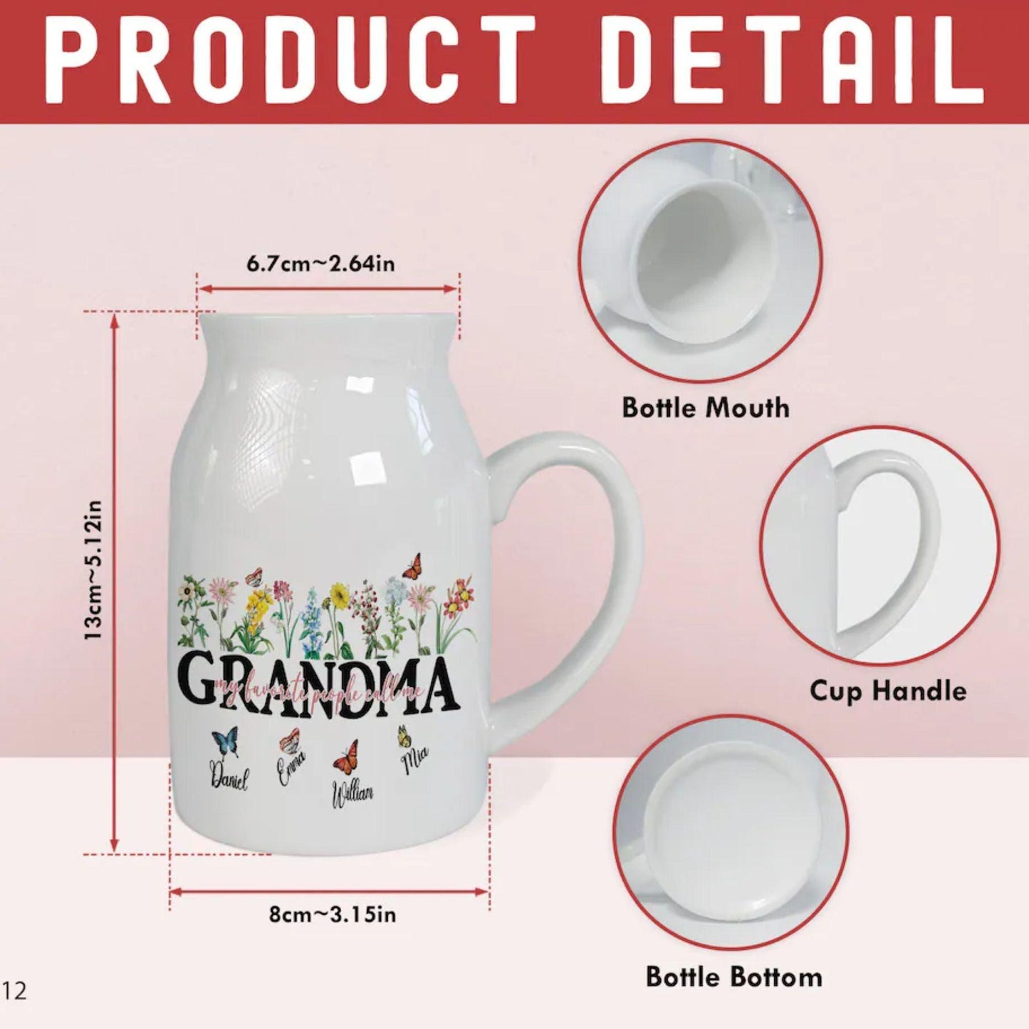 Personalised Grandma's Garden Flower Vase - Grandma Gift - GiftHaus